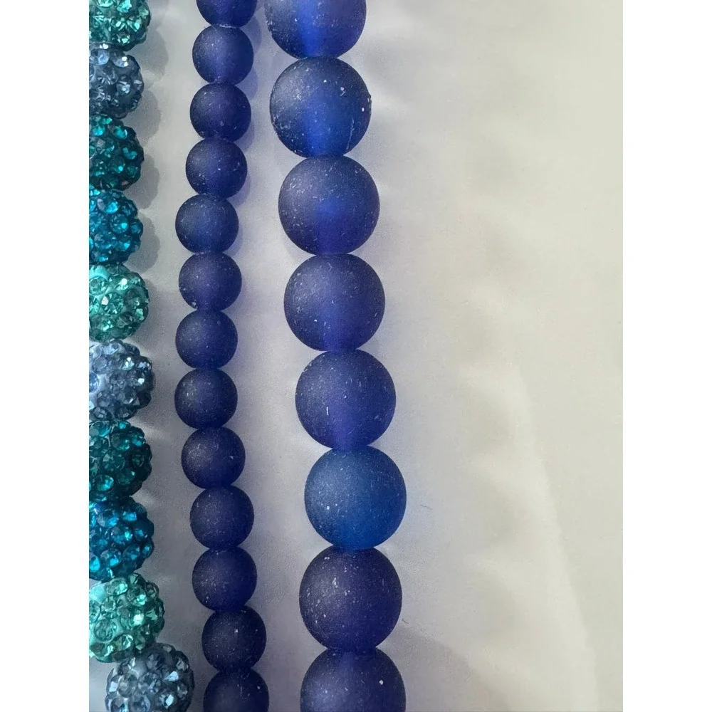 Color Gallery Bead Treasures Blue Teal Rhinestone‎ Frosted Acrylic Bead Strands
